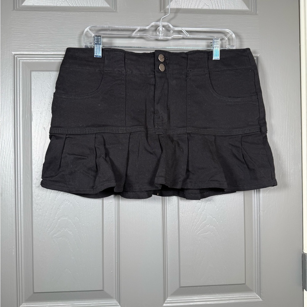 Black Ruffled Mini Skort